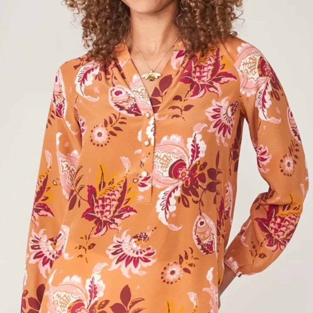 Spartina 449 Cora Silk Blouse Brown/Red